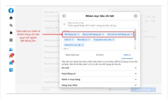 Facebook Ads cung cấp các bộ lọc giúp định vị khách hàng tiềm năng ngành Bất Động Sản