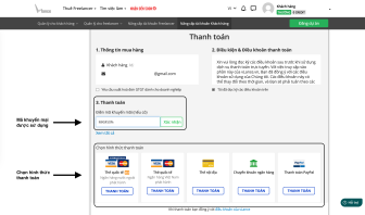 Sau khi chọn loại gói tài khoản muốn mua và mã khuyến mại muốn sử dụng, bạn chọn hình thức thanh toán để hoàn thành việc nâng cấp tài khoản