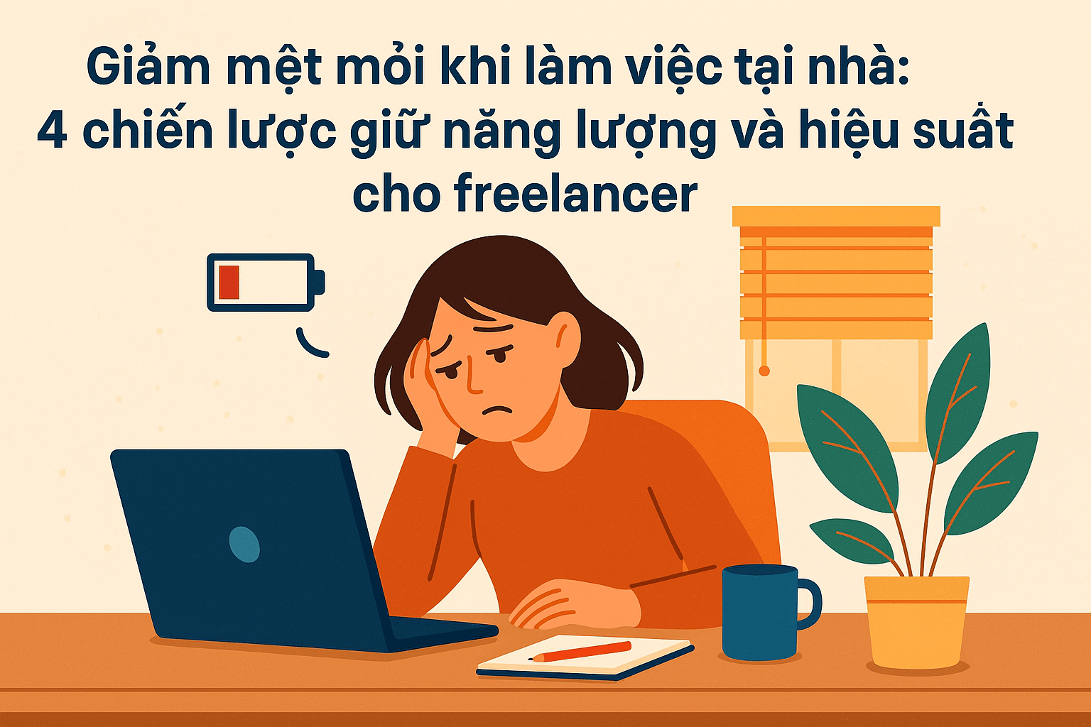 Giảm mệt mỏi khi làm việc tại nhà: 4 chiến lược giữ năng lượng và hiệu suất cho freelancer